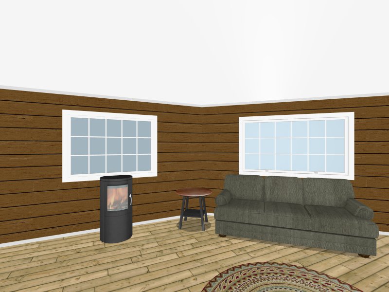 Sitting room with wood stove